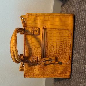 Jessica Simpson Yellow Croc-Embossed Satchel